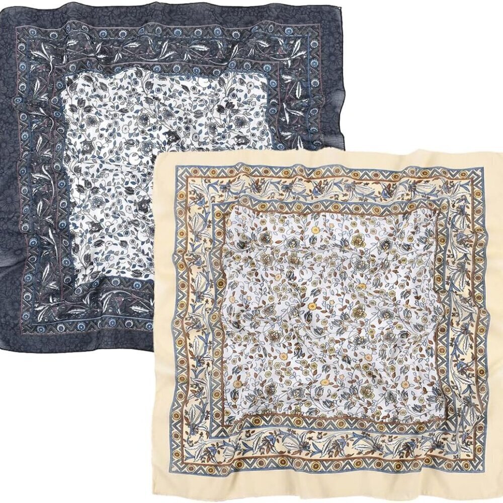 Women Cotton Polyester Square Scarf 27.5 Inch Soft Breathable Travel Gift